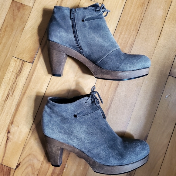 COCLICO Taupe Suede Wooden Platform Ankle Boots, EU 40 - Picture 2 of 14